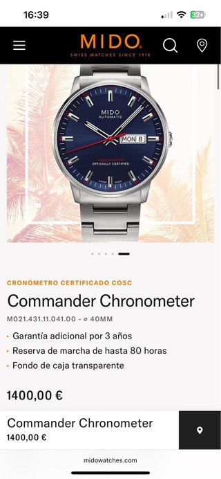 Reloj Mido Commander Automático Suizo