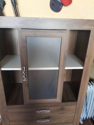 Mueble de salón madera y cristal