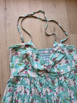 Vestido largo verde floral M viscosa