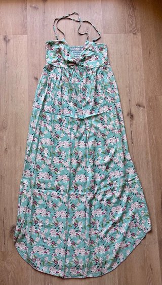 Vestido largo verde floral M viscosa