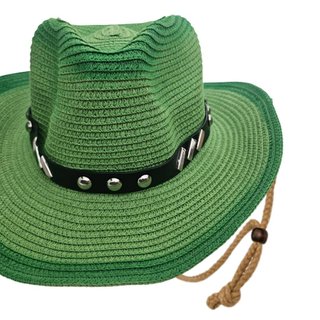 Sombrero Vaquero Paja Verde Talla Única Ajustable