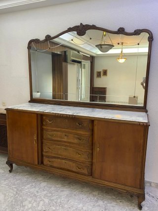 Lote 2 cómodas aparadores madera y mármol salón