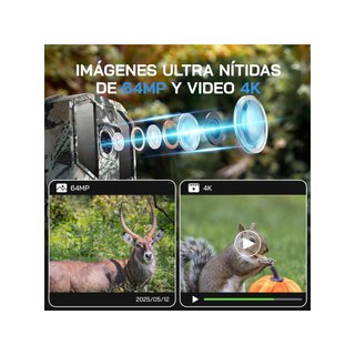 WOLFANG Cámara de caza WiFi 4K 64MP
