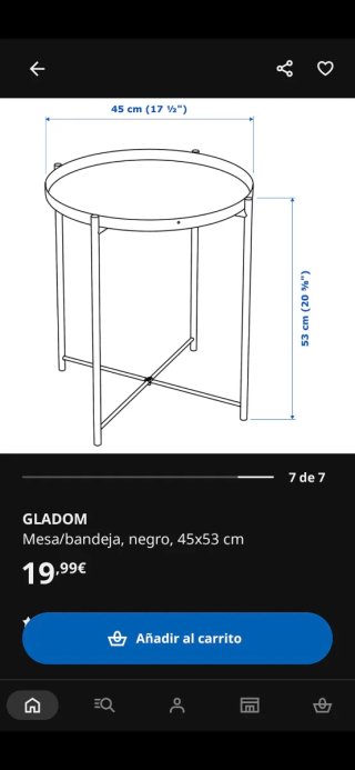 Mesa auxiliar redonda negra Ikea