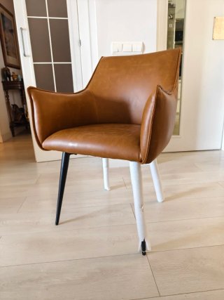 Silla Comedor Diseño Piel Marrón Vintage