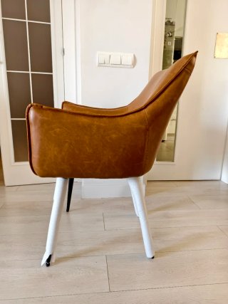 Silla Comedor Diseño Piel Marrón Vintage