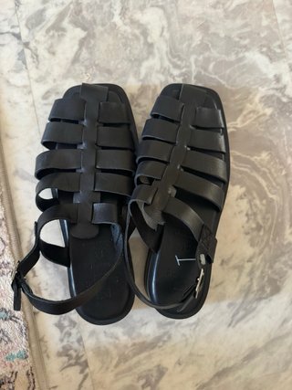 Sandalias piele negras Seaside  Made in Portugal