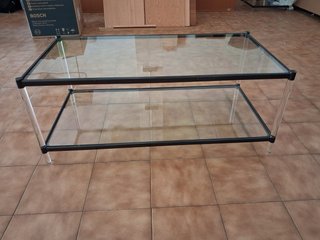 Mesa de centro de cristal y metal