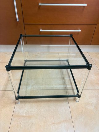 Mesa de centro de cristal y metal