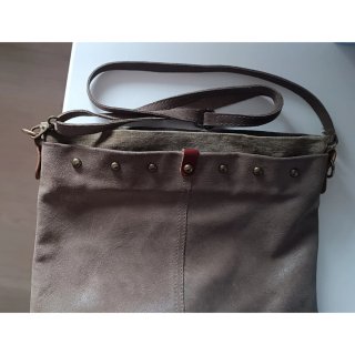 Bolso piel beige y marrón