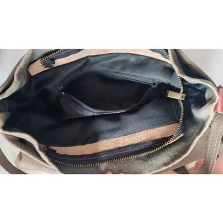 Bolso piel beige y marrón