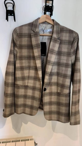 Chaqueta Mango cuadros beige/marrón Talla L