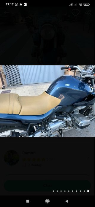 BMW R850R Azul y Beige