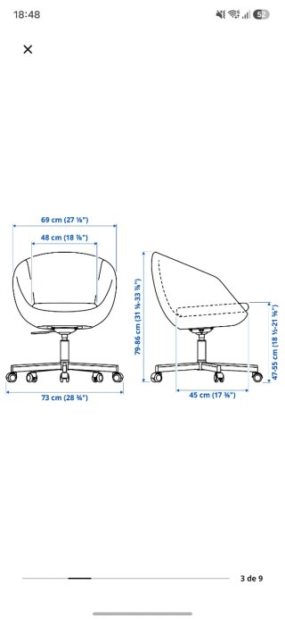 Silla giratoria Ikea Skruvsta blanca