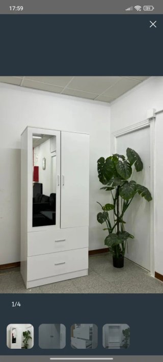Armario 2 puertas blanco con espejo