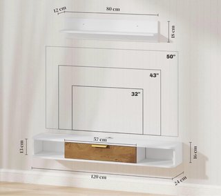 Mueble TV Blanco y Dorado