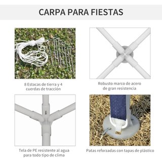 Carpa cenador desmontable 3x3m DEFECTO
