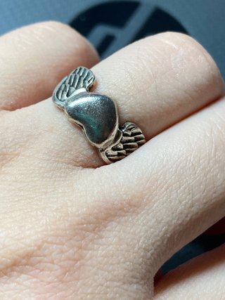 Anillo Corazón con Alas Plata 17.7mm