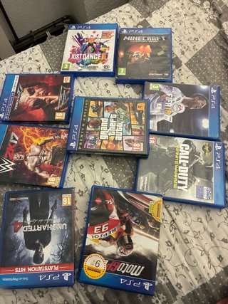 Lote 8 Juegos PS4: Minecraft, GTA V, FIFA 18, Unch