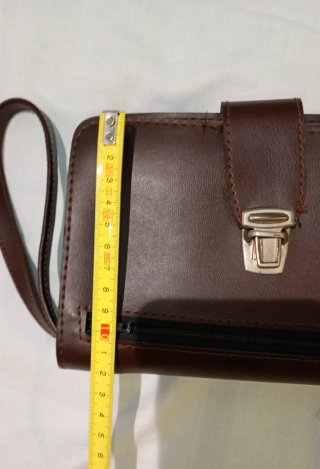Cartera de mano vintage piel marrón con asa