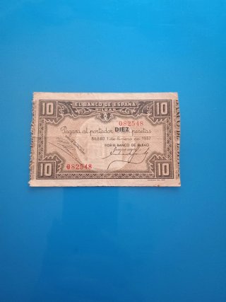 Billete 10 Pesetas Bilbao 1937