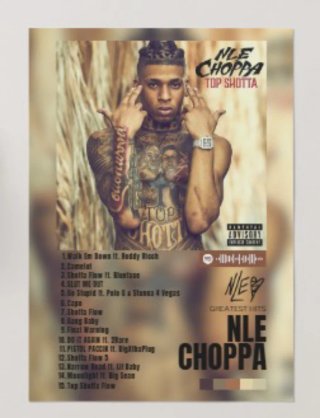 Póster 2Pac, Lil tecca, Nle choppa, Canserbero