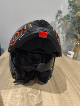 Casco Modular Moto MT Atom Negro/Naranja