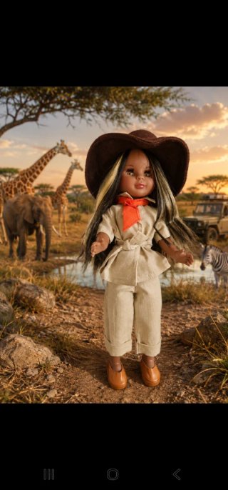 Muñeca Kika Safari con sombrero y pañuelo