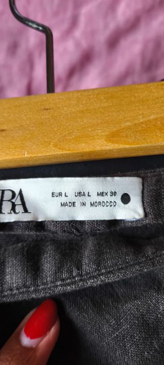 Falda Lino Zara gris
