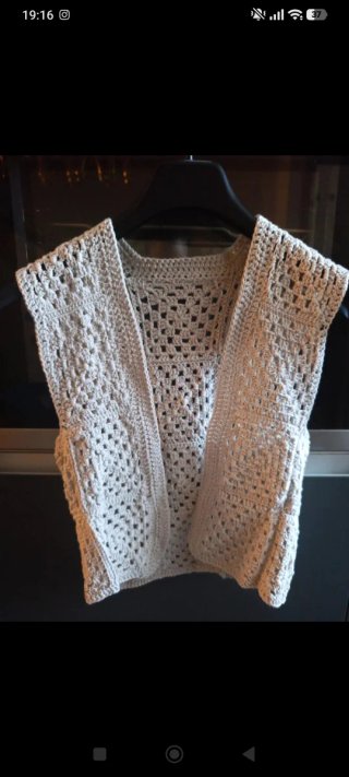 Chaleco Ganchillo Beige Talla M Hecho a Mano