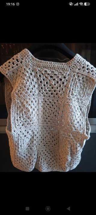 Chaleco Ganchillo Beige Talla M Hecho a Mano