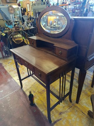 ANTIGUO TOCADOR O ESCRITORIO DE MADERA CON ESPEJO