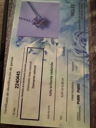 Collar de platino y diamantes con certificado