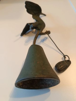 Campanella vintage cicogna/airone bronzo
