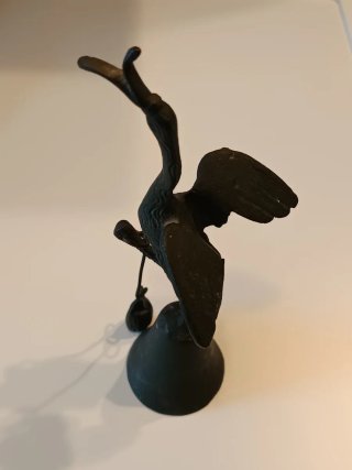Campanella vintage cicogna/airone bronzo