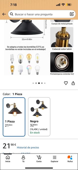 Lámpara de Pared Vintage Ajustable E27
