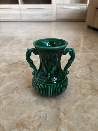 Jarrón decorativo verde de cerámica