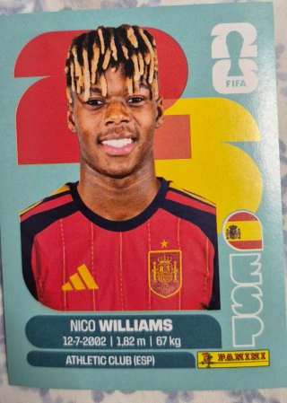 Cromo Nico Williams España 2023 Panini