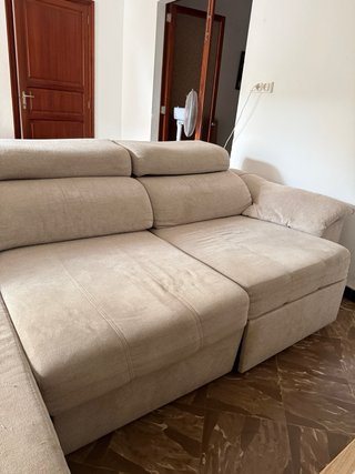 Sofá chaise longue beige 5 plazas extensible