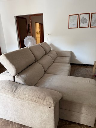 Sofá chaise longue beige 5 plazas extensible