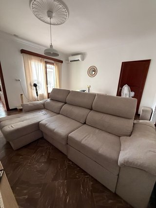 Sofá chaise longue beige 5 plazas extensible