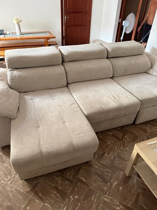 Sofá chaise longue beige 5 plazas extensible