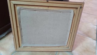 Quadro dipinto a mano scena urbana