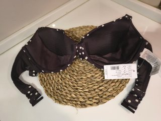 Top Bikini Calzedonia Topos Marrón y Blanco