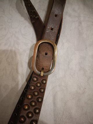 Cinturón Massimo Dutti Piel Mujer Marrón Tachuelas