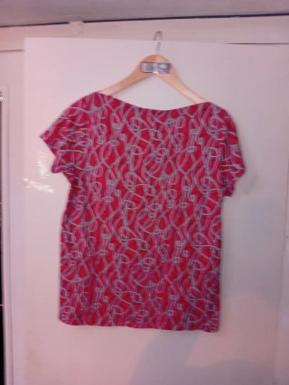 Blusa Antea Talla 42 Roja Estampado Cuerdas