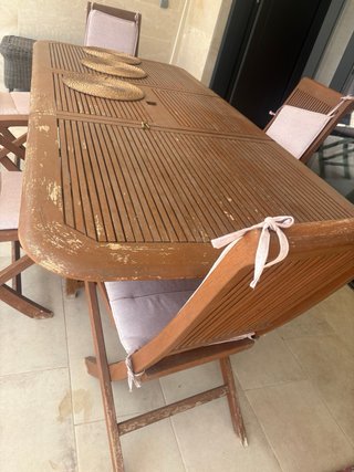 Mesa de madera teca extensible