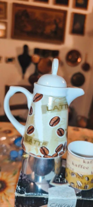Set Caffettiera Moka Vintage Tema Caffè