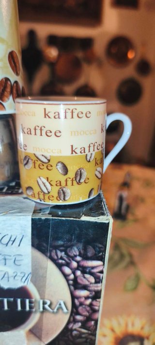 Set Caffettiera Moka Vintage Tema Caffè