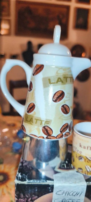 Set Caffettiera Moka Vintage Tema Caffè